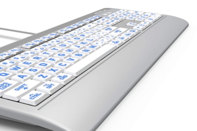 Azio Vision Mac USB-C Keyboard, Backlit/Large Print, 3 Interchange Backlight Colors, Blue/Red/Purple (KB540) - Image 3